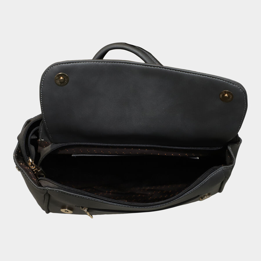 Women's Dark Grey Polyurethane Tote Bag, , large image number null