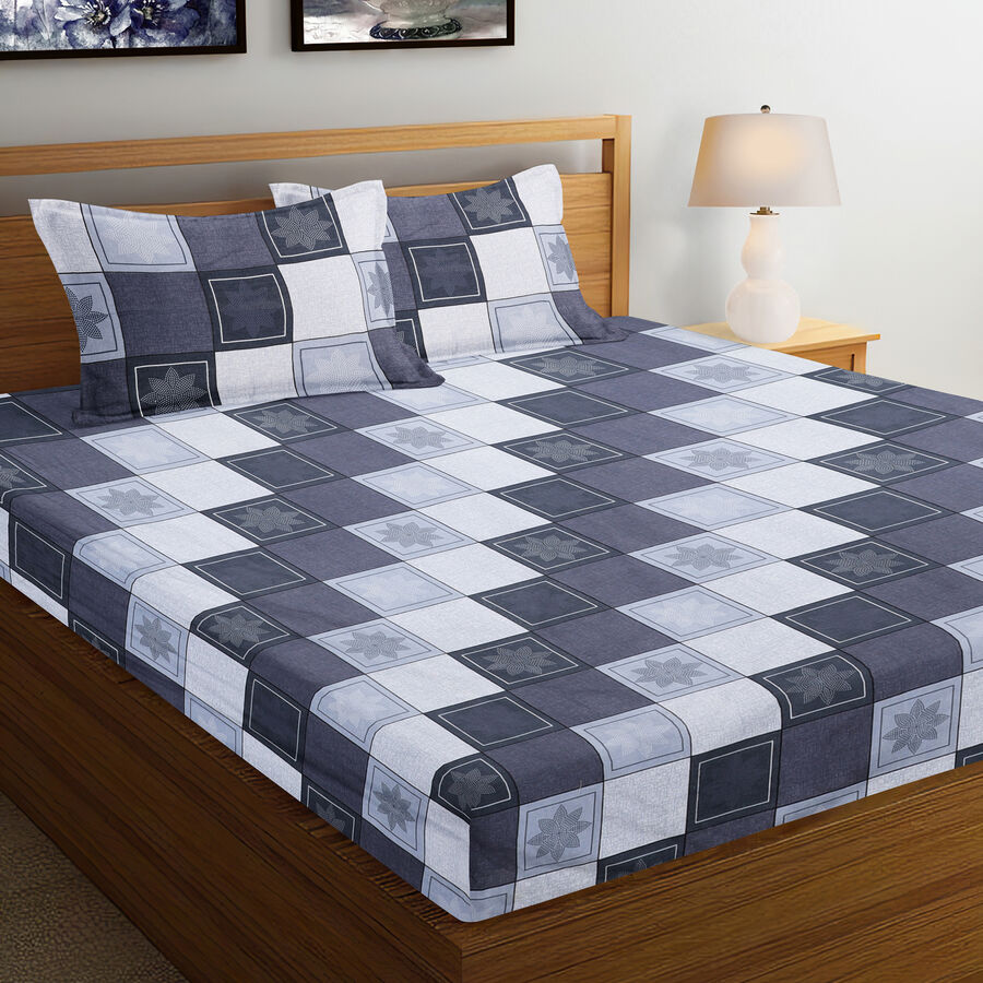 120 GSM Blue Microfiber Double Bedsheet, , large image number null