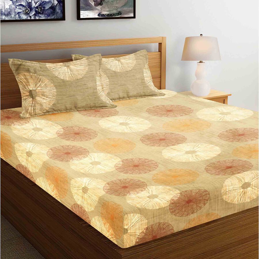 Dark Green Cotton Double Bedsheet With Pillow Cover, , large image number null