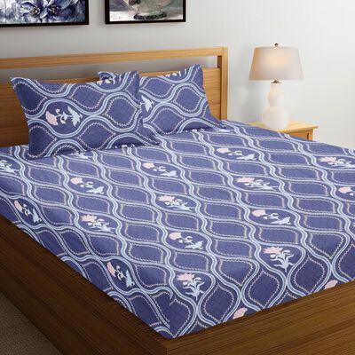 120 GSM Blue Polycotton Double Bedsheet