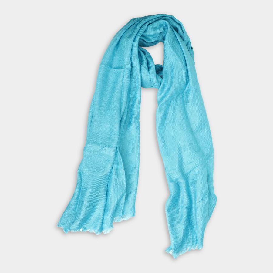 Women's Teal Blue Polyester Scarf, , large image number null