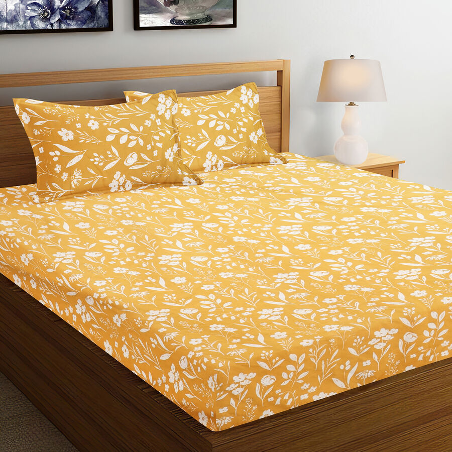 120 GSM Yellow Polyester Double Bedsheet, , large image number null