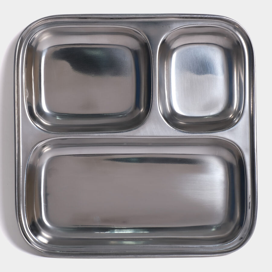 Stainless Steel Partition Square Plate (Thali), , large image number null