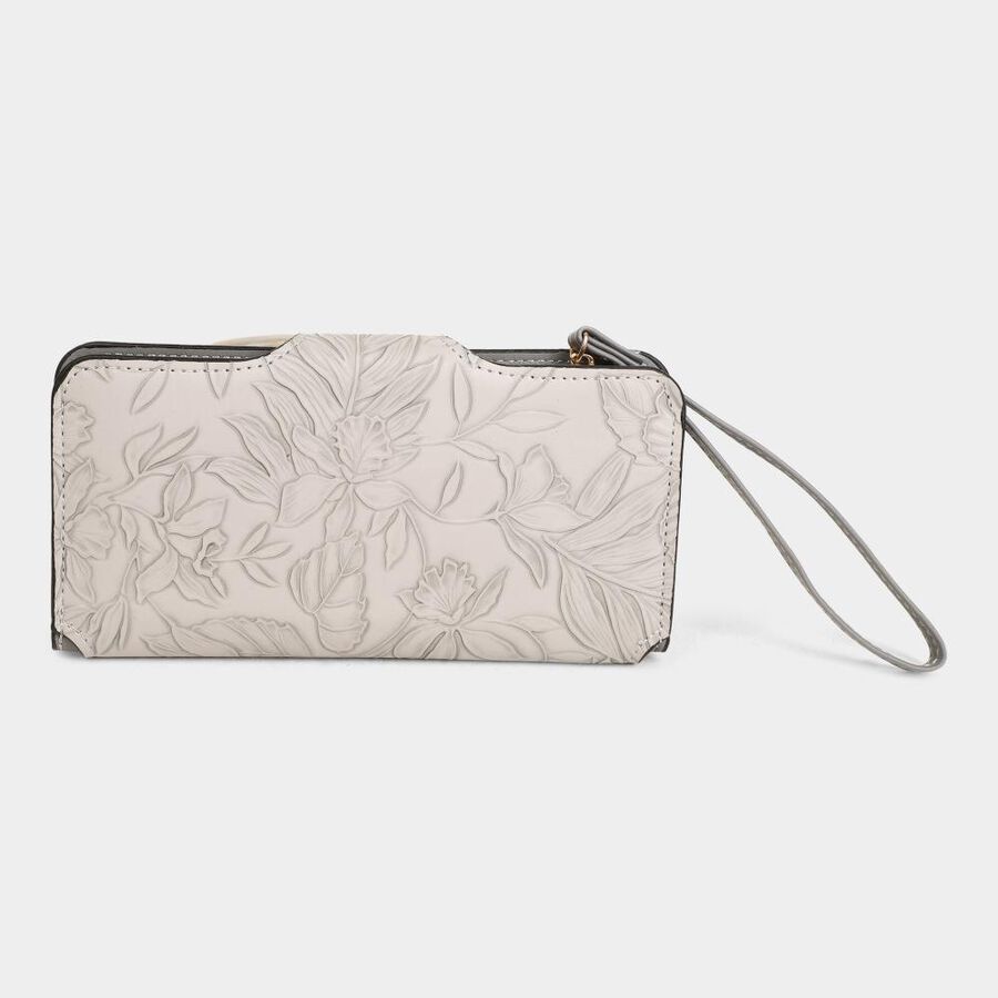 Women's Grey Polyurethane Long Wallet, , large image number null