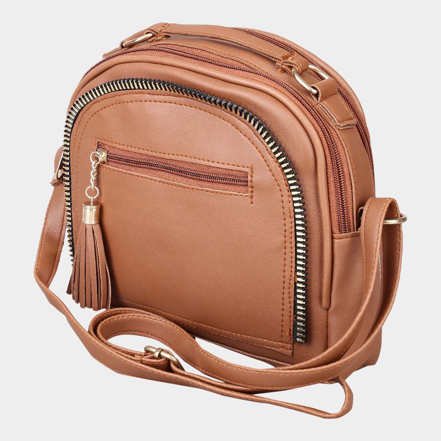 Women's Polyurethane Zipper Sling Bag, , large image number null