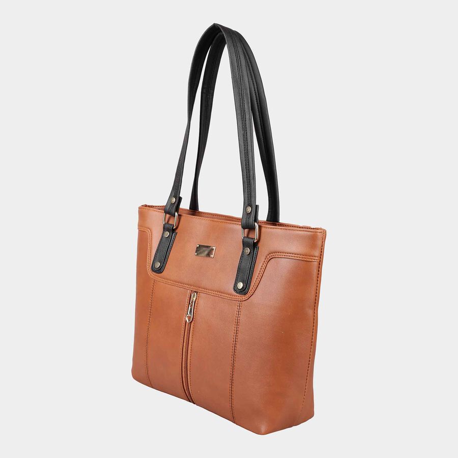 Women's Tan Polyurethane Tote Bag, , large image number null