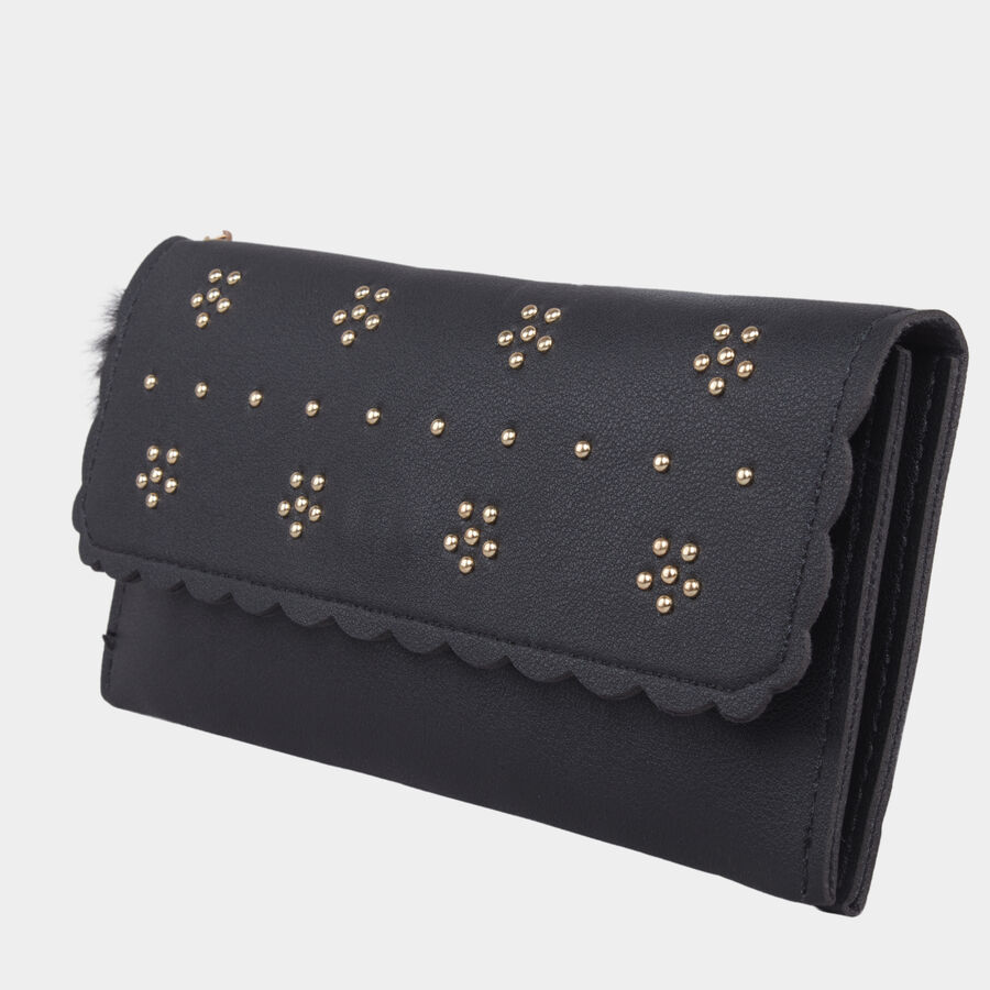 Women's Black Polyurethane Hand Pouch, , large image number null