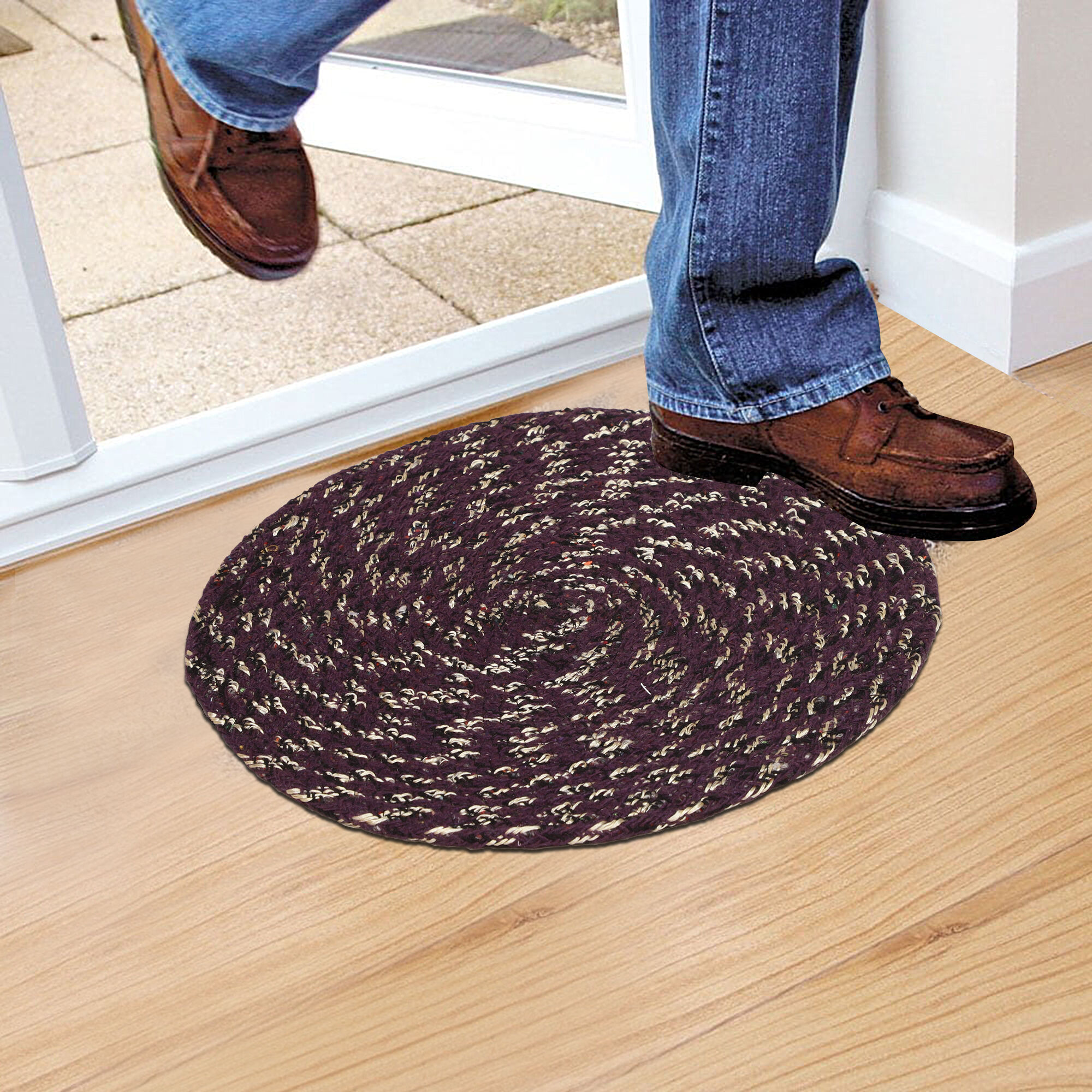 Home Beautiful                         Wine Polyester Cotton Door Mat