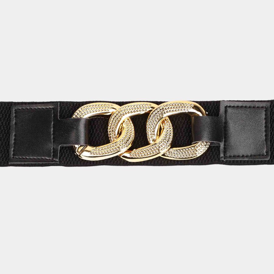 Women's Black Polyurethane Belt, , large image number null