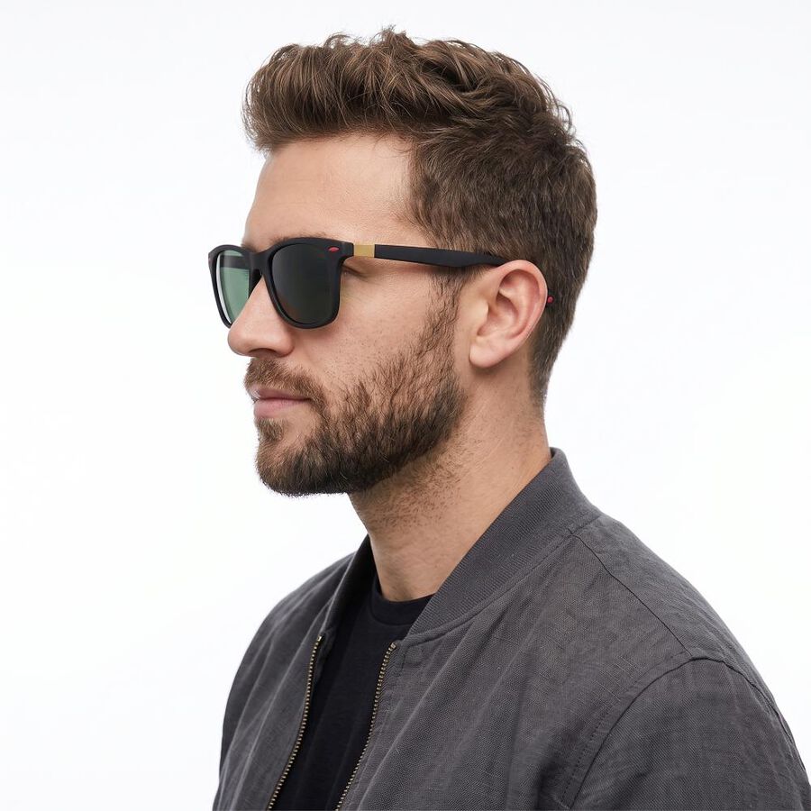Men's Black Plastic Sunglasses, , large