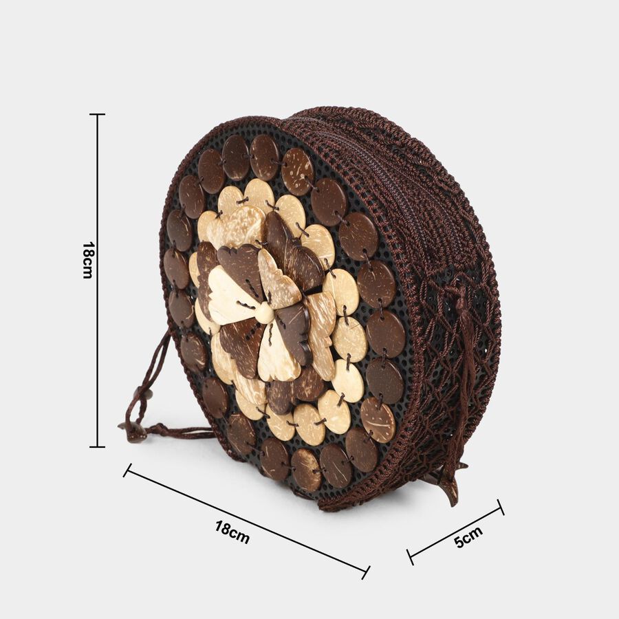 Women's Brown Coconut Shell Sling Bag, , large image number null