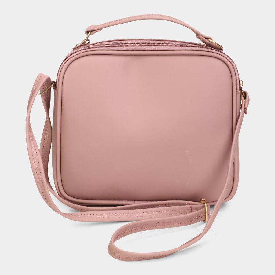 Women's Pink Polyurethane Sling Bag, , large image number null