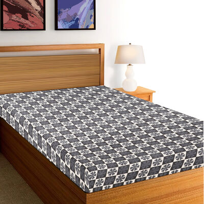 Black Floral Printed Microfiber Single Bedsheet