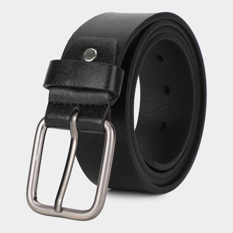Men's Black PU Belt, , large