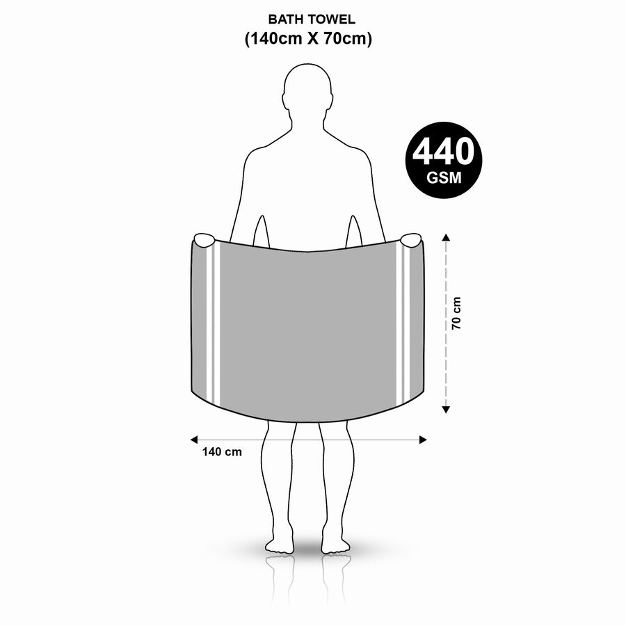 कॉटन नहाने का तौलिया, 440 GSM, 70 X 140 cm, , large image number null