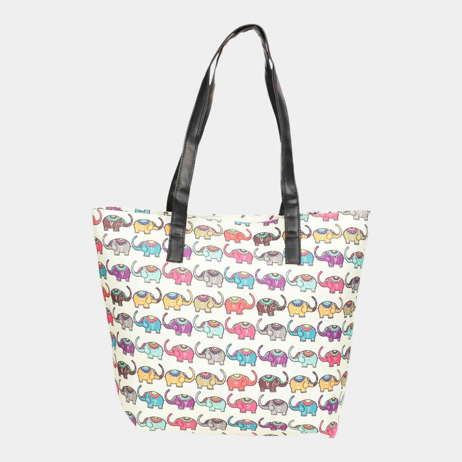 Women's off-White Polyester Tote Bag, , large image number null