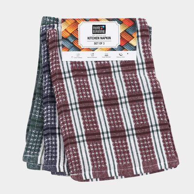 Grey Cotton Kitchen Napkin Set of 3