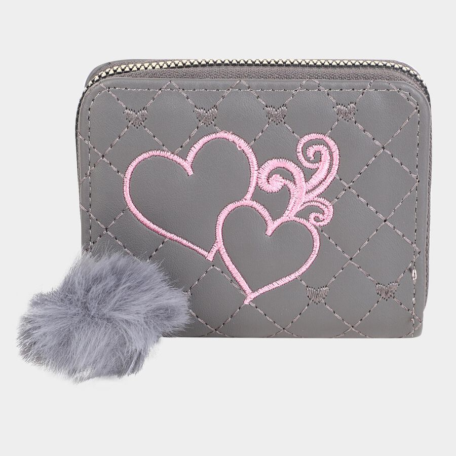 Women's Grey Polyurethane Clutch Bag, , large image number null
