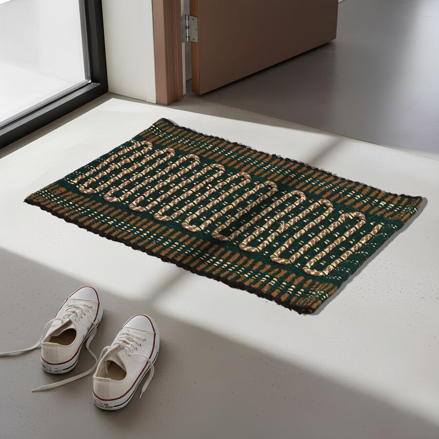 Green Polyester Cotton Door Mat, , large image number null