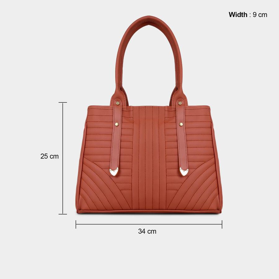 Women's Dark Tan Polyurethane Hand Bag, , large image number null