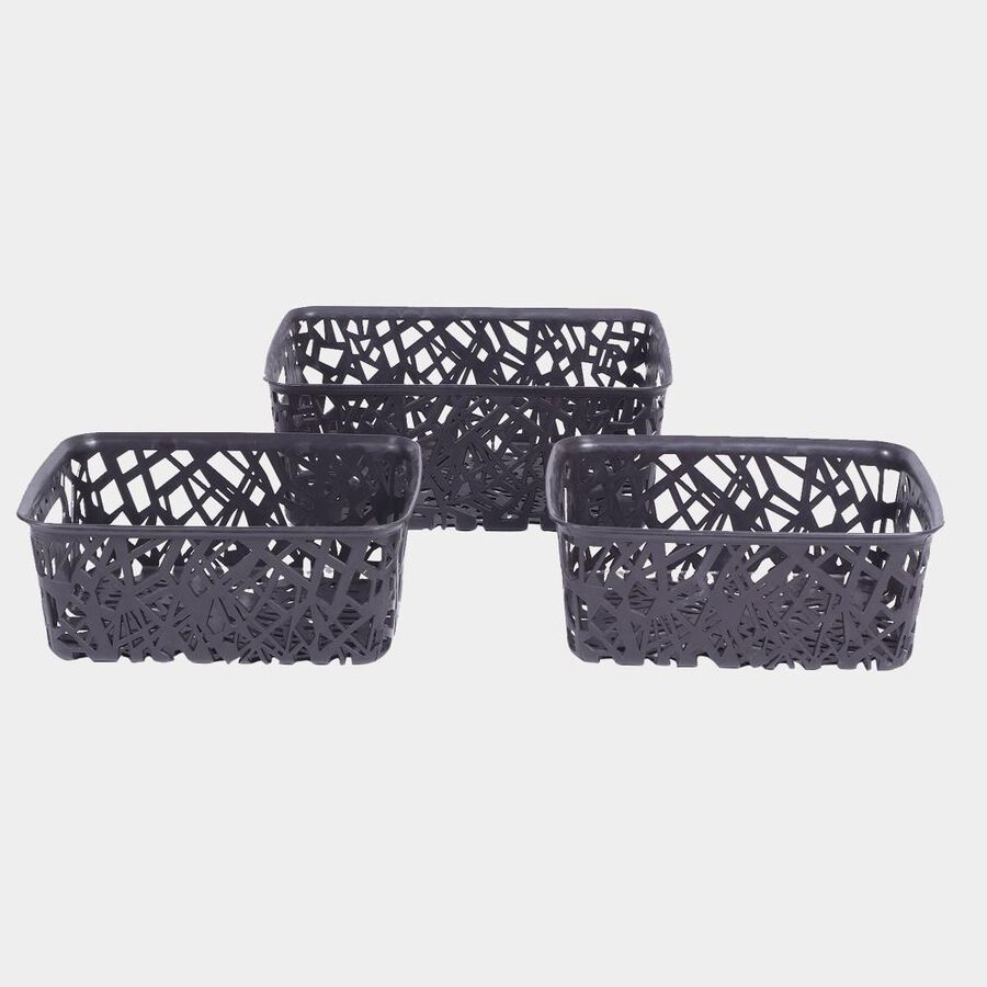 Dark Grey Plastic Basket, Set of 3, , large image number null