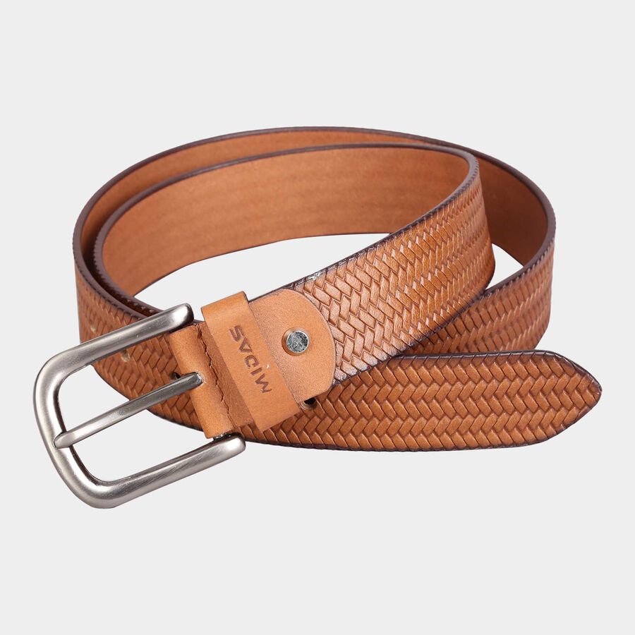 Men's Polyurethane Casual Belt, Size 40, Textured, , large image number null