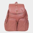 Women's Peach Polyurethane Backpack, , small
