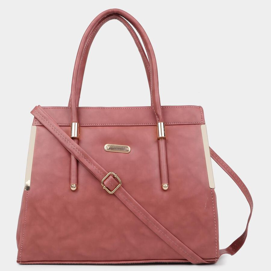 Women's Peach Polyurethane Tote Bag, , large image number null