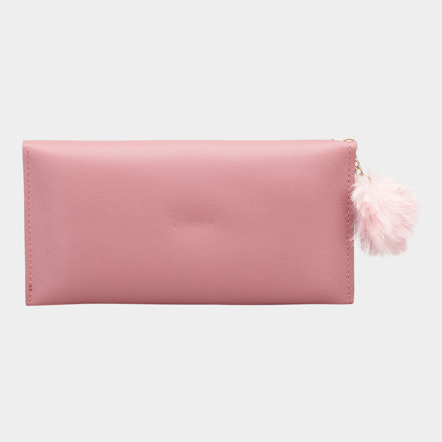 Women's Pink Polyurethane Hand Pouch, , large image number null