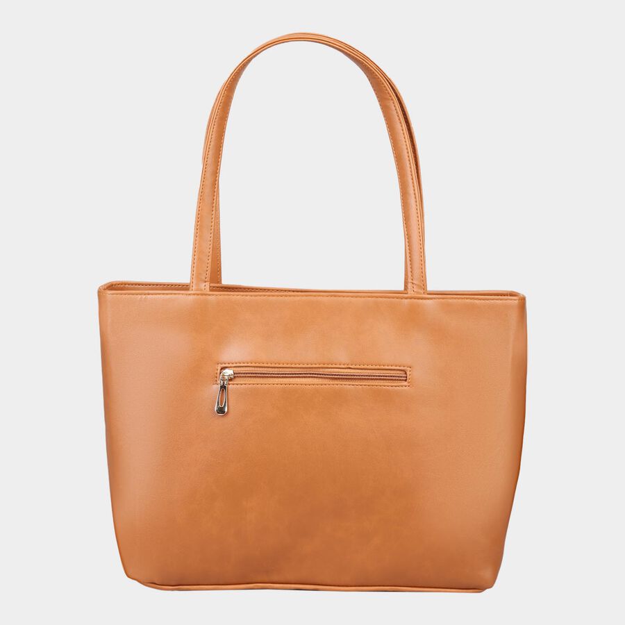 Women's Tan Polyurethane Tote Bag, , large image number null