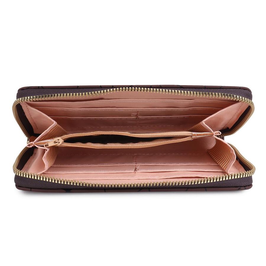 Women's Brown Polyurethane Long Wallet, , large image number null