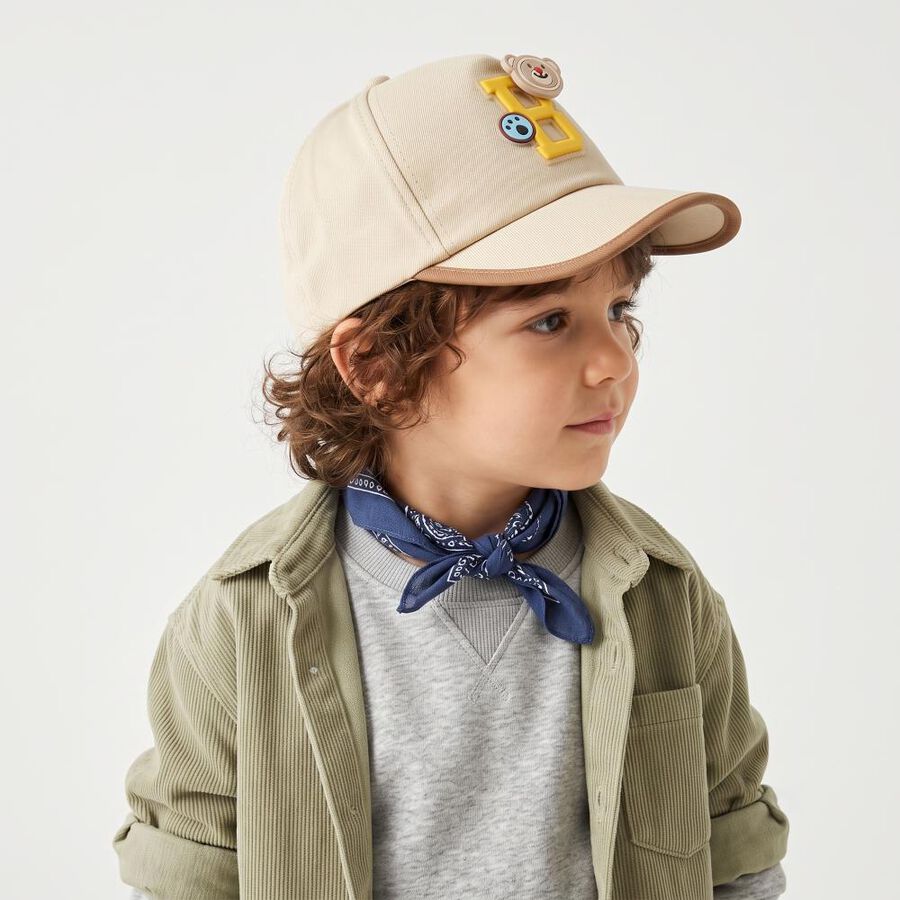 Kid's Beige Fabric Cap, , large