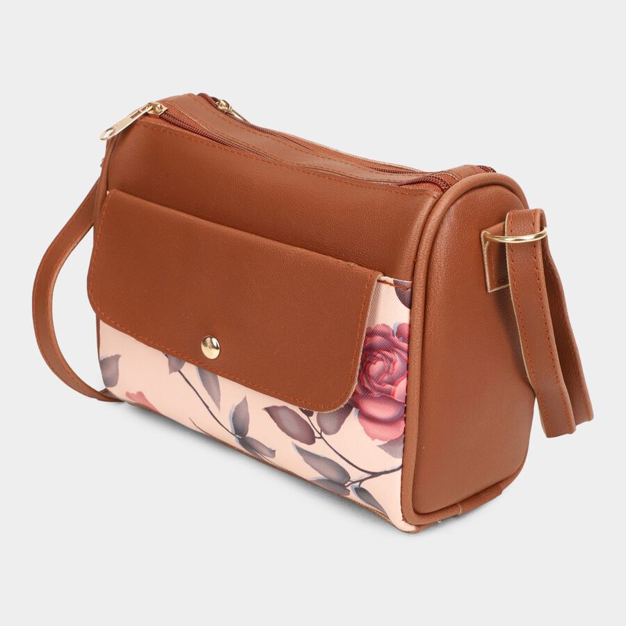 Women's Tan Polyurethane Sling Bag, , large image number null