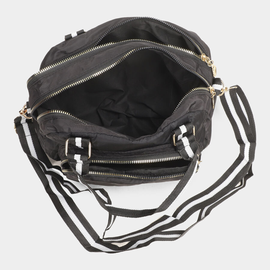 Women's Black Fabric Hand Bag, , large image number null
