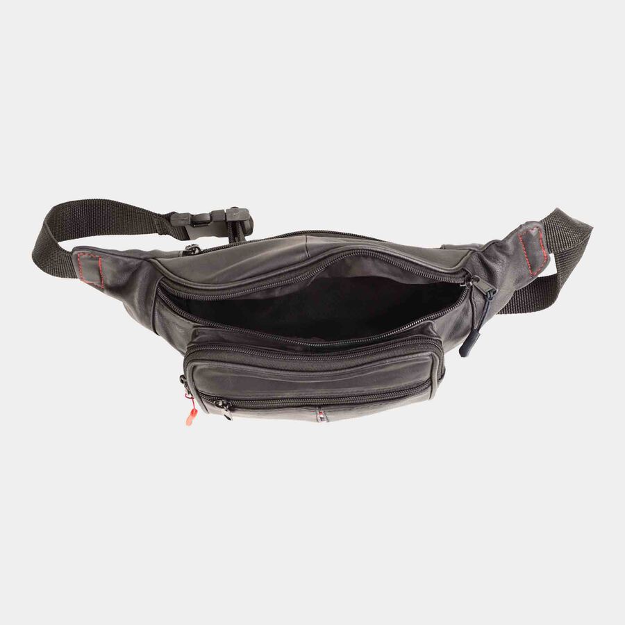 Men's Black Leather Waist Bag, , large image number null