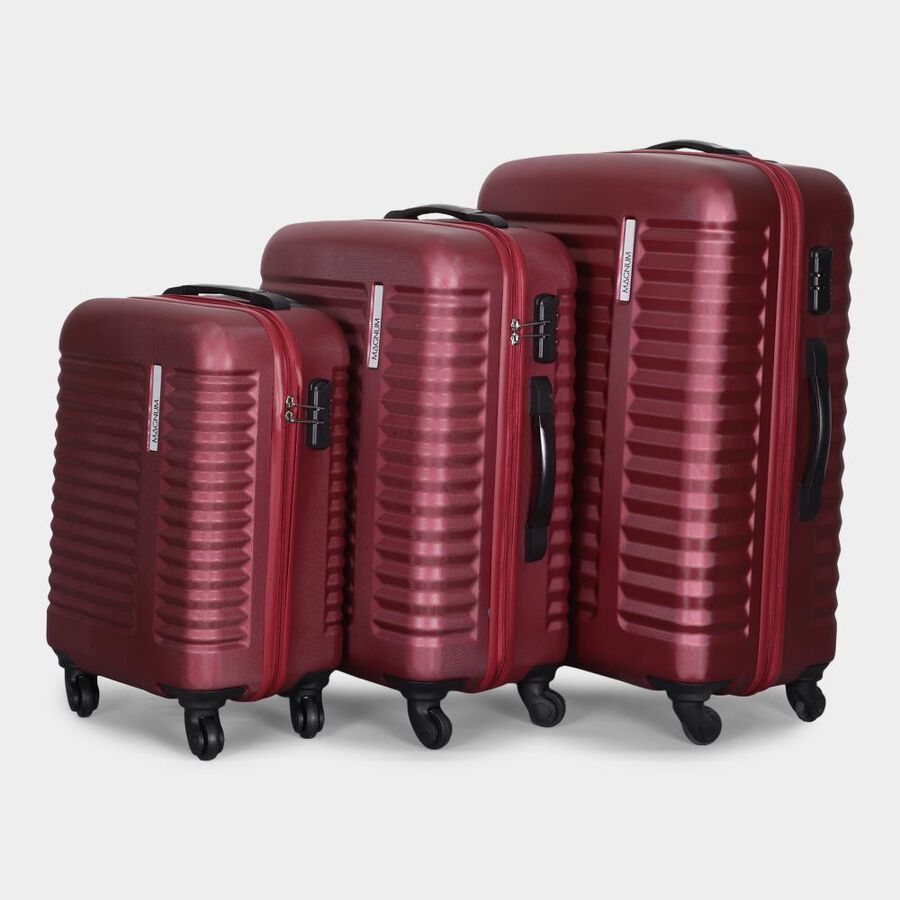 4-Wheel Wine Polypropylene Hard Case Trolley, Small + Medium + Large, , large image number null
