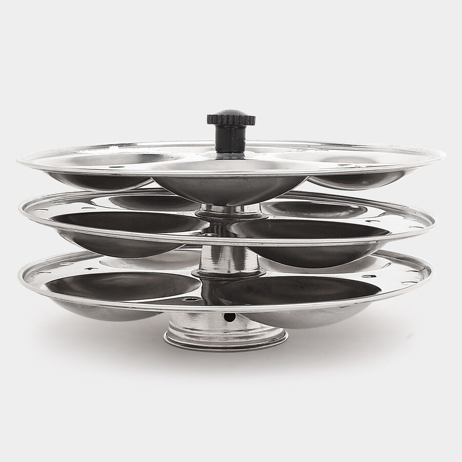 3 Plate Steel Idli Stand - 12 Pcs. Idli, , large image number null