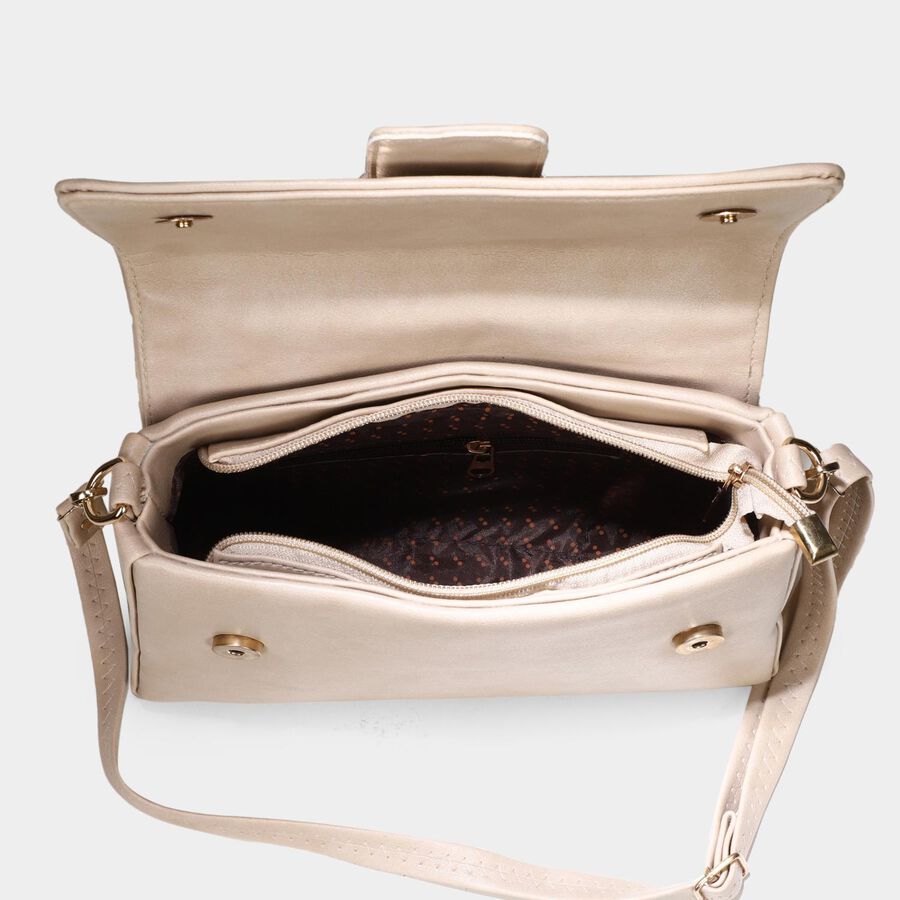 Women's Beige Polyurethane Sling Bag, , large image number null