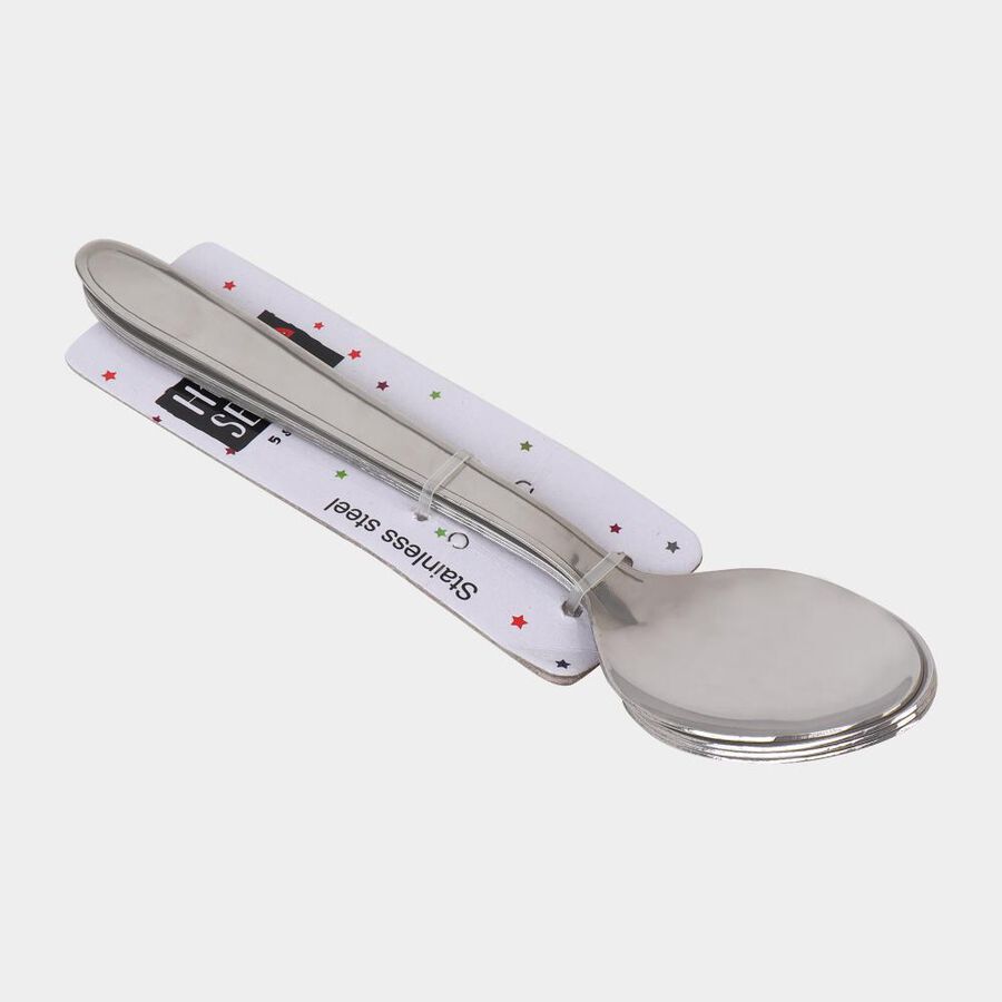 Set of 4 Stainless Steel Dessert Spoons, , large image number null