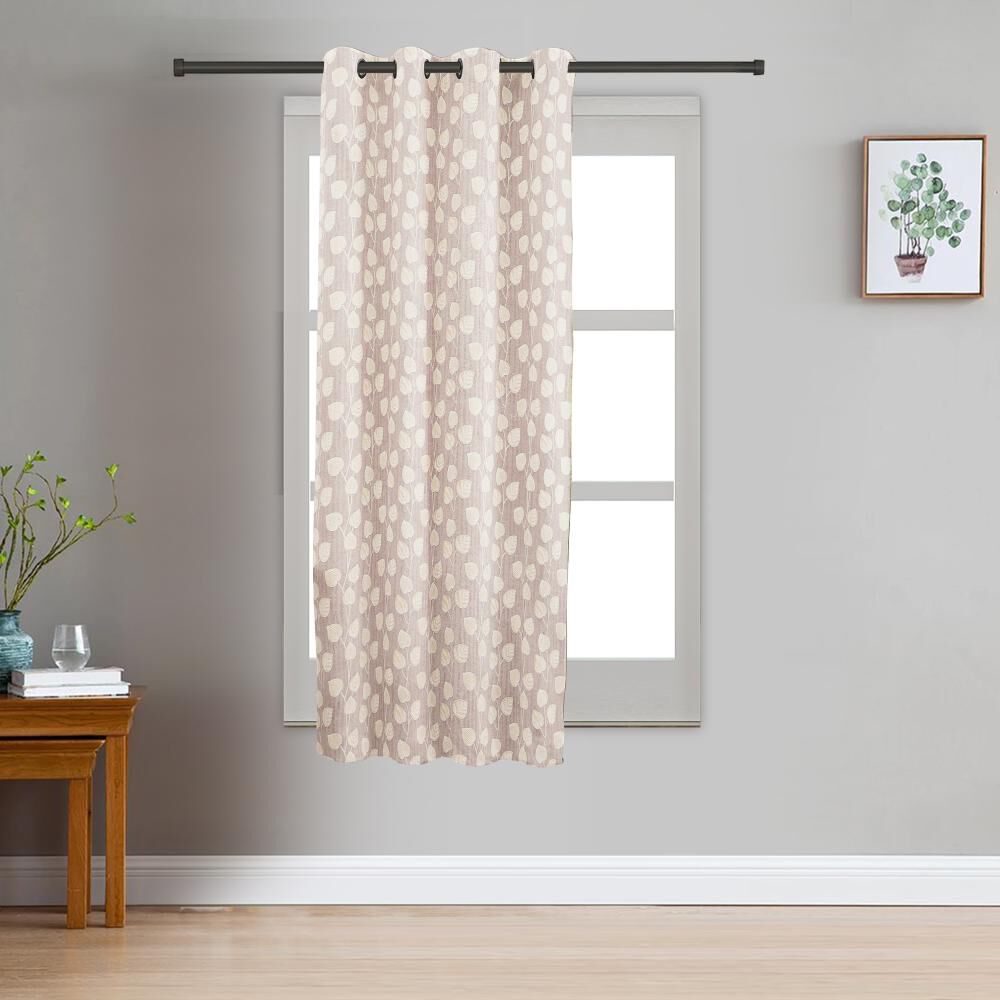Home Beautiful                         5ft. Beige Printed Eyelet Curtains