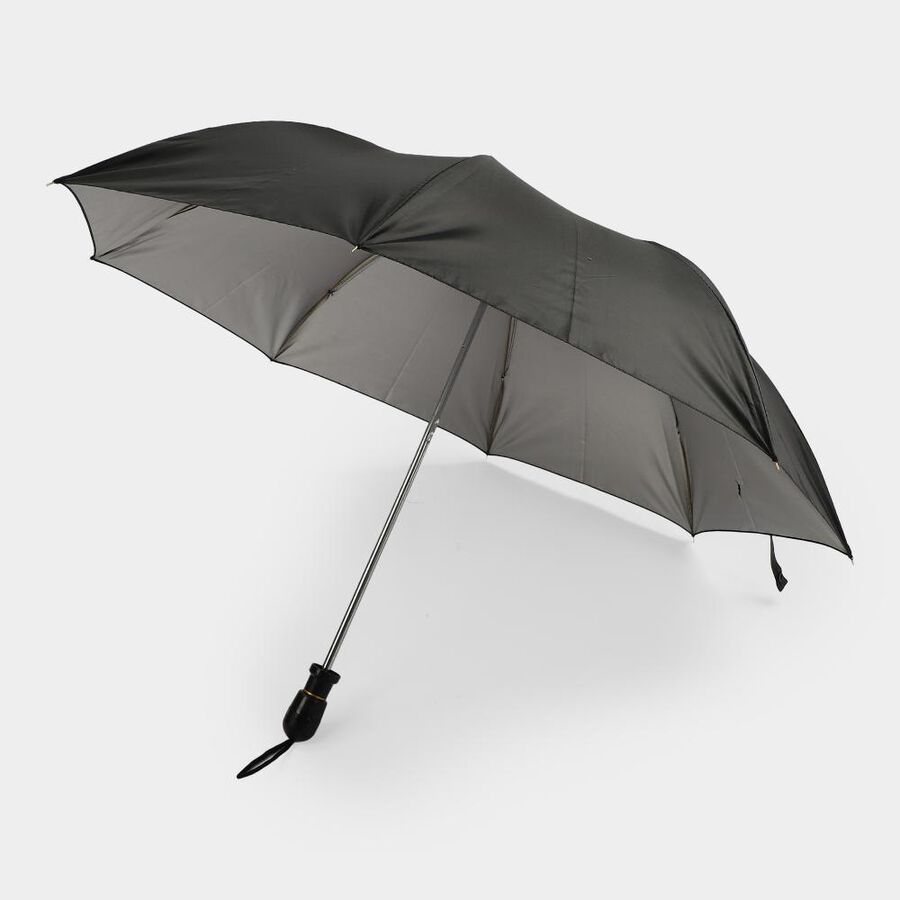 Woman's Black Polyester Umbrella, , large