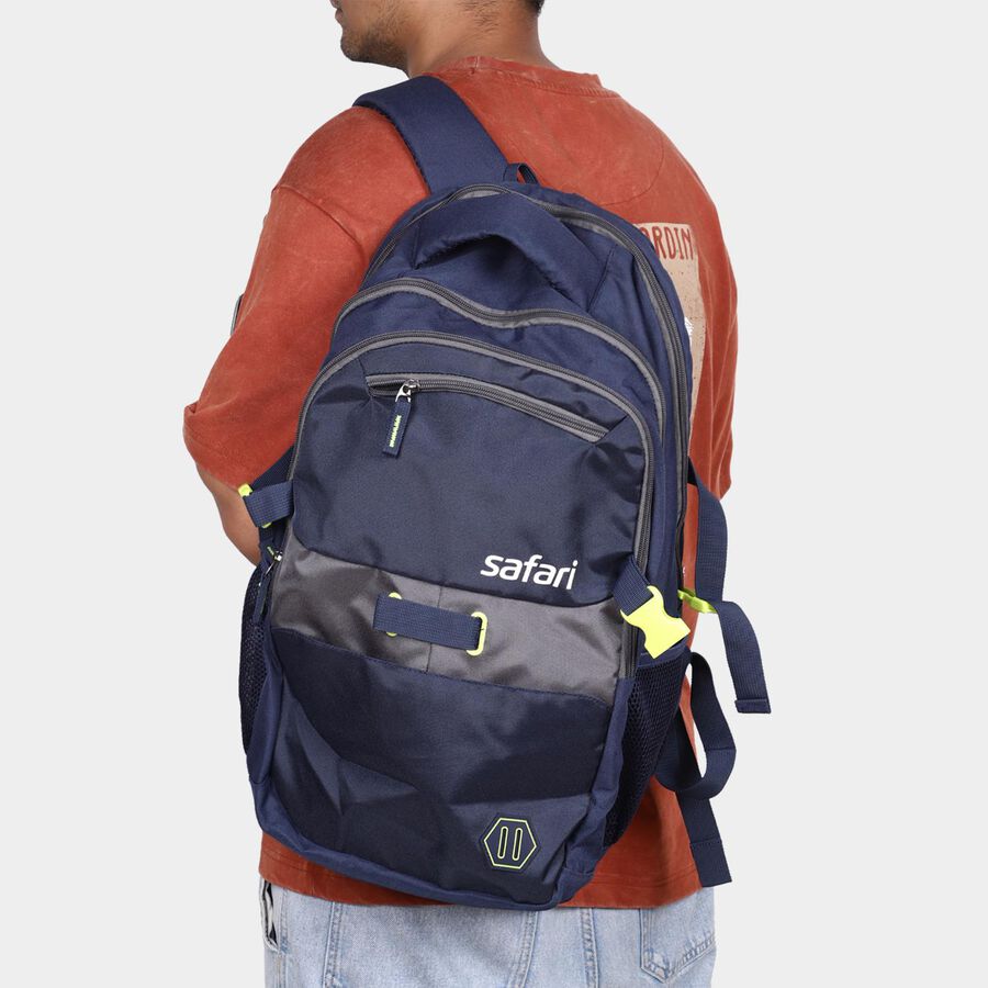 Dark Blue Polyester Backpack with Laptop Compartment, 30 L (Approx), , large image number null