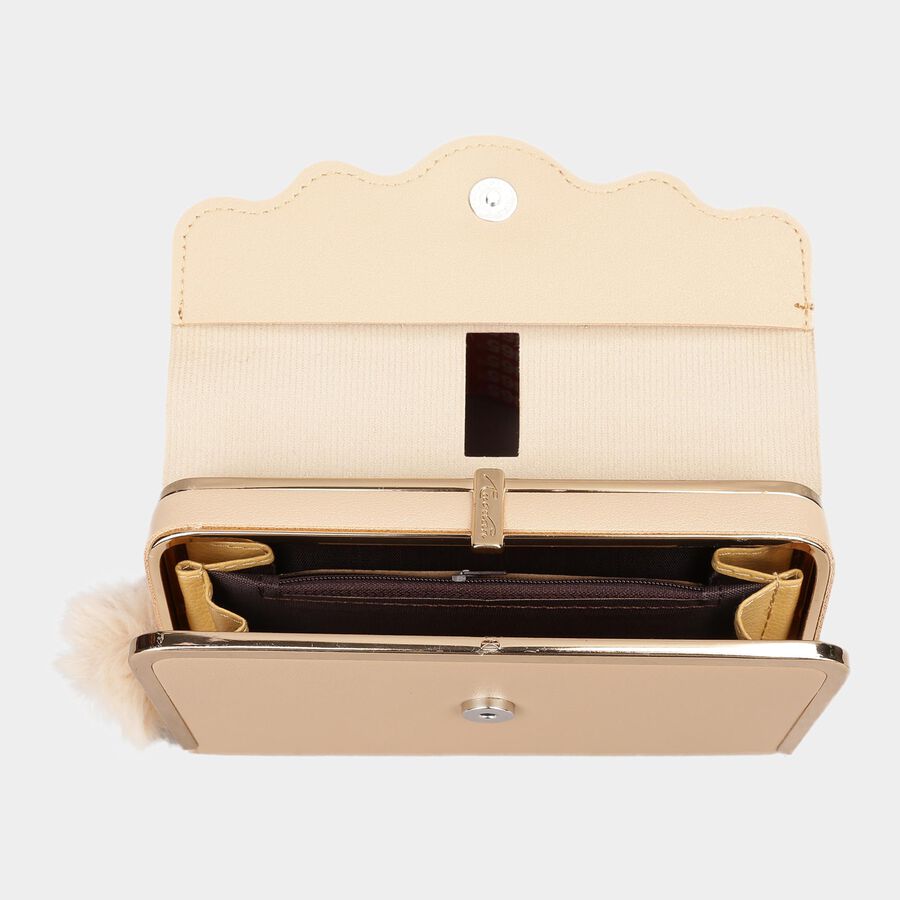 Women's Tan Polyurethane Clutch Bag, , large image number null