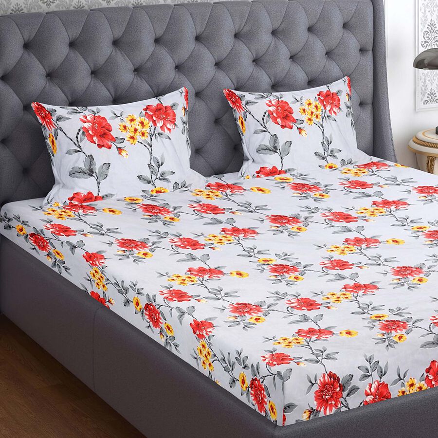 110 GSM Grey Microfiber Double Bedsheet With Pillow Cover, , large image number null