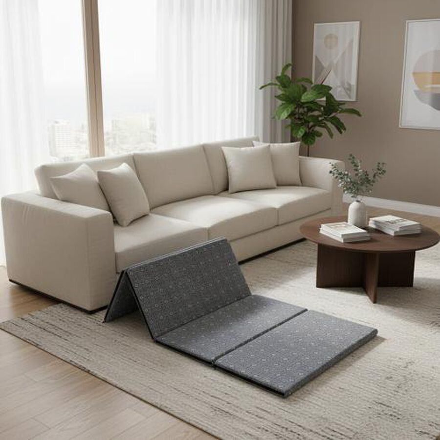 Grey Polyester Printed Mattress, , large