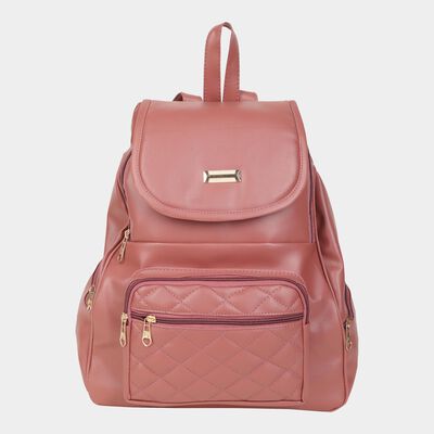 Women's Peach Polyurethane Backpack