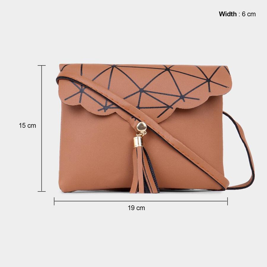 Women's Tan Polyurethane Sling Bag, , large image number null