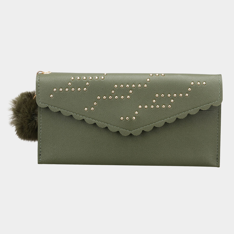 Women's Olive Polyurethane Hand Pouch, , large image number null