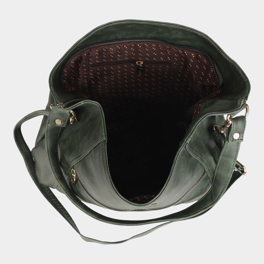 Women's Polyurethane Hobo Bag, Quilted, Medium Size, , large image number null