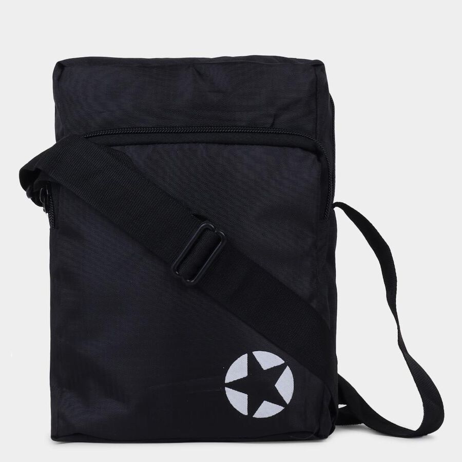 Men's Black Canvas Sling Bag, , large image number null